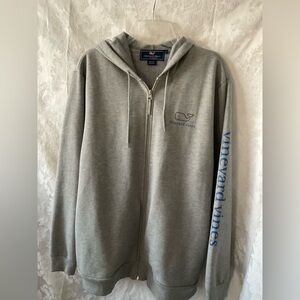 Vineyard Vines Gray Hoodie Jacket with Blue Logo